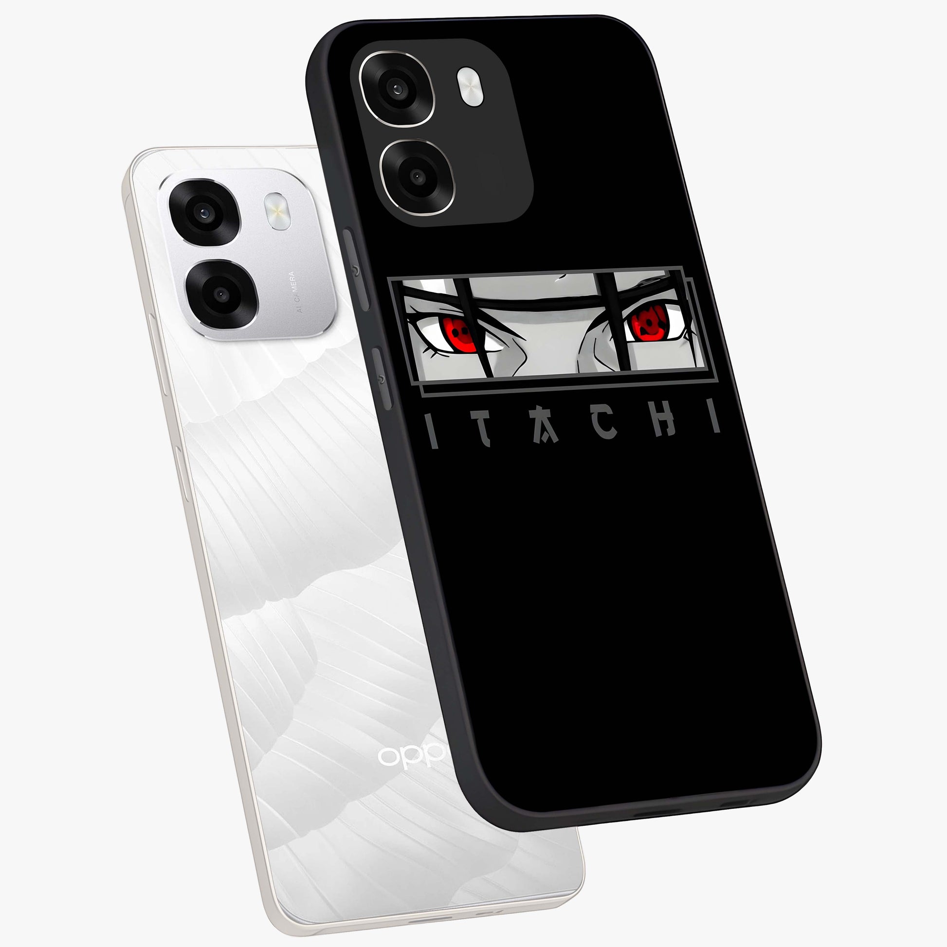 Scarlet Gaze Dominance Glass Case displayed in angled mockup highlighting intense visual design with bold scarlet aesthetic.