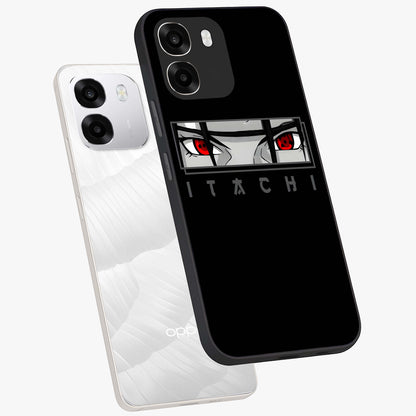 Scarlet Gaze Dominance Glass Case displayed in angled mockup highlighting intense visual design with bold scarlet aesthetic.