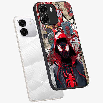 Spider Collage Street Glass Case displayed in angled mockup highlighting dynamic street style collage design with comic aesthetic.