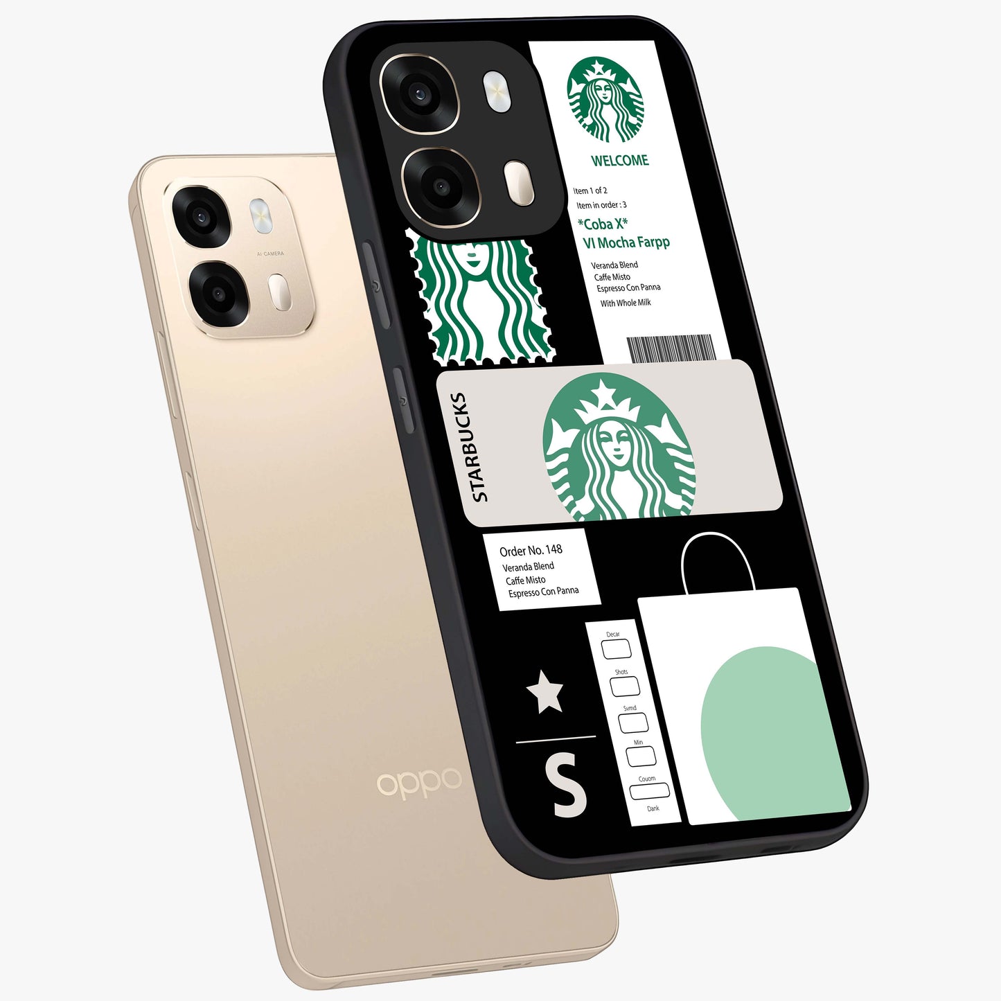 Starbucks Mocha Glass Case displayed in angled mockup highlighting stylish mocha themed design with cozy café aesthetic.