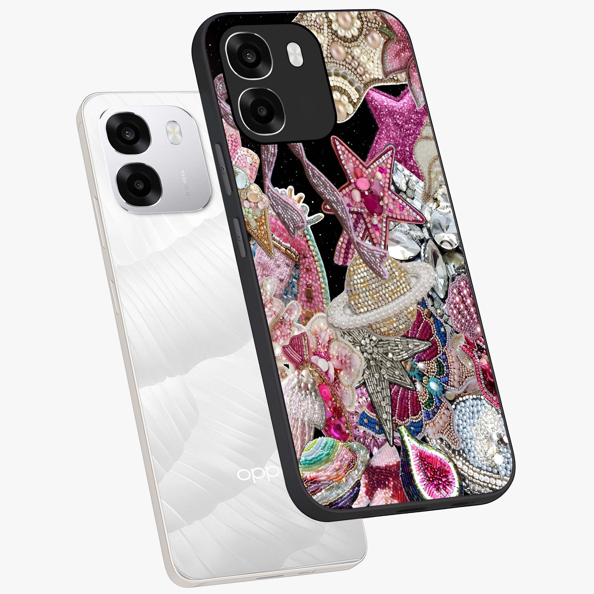 Starlit Jewel Dream Glass Case displayed in angled mockup highlighting glowing celestial jewel design with dreamy aesthetic.