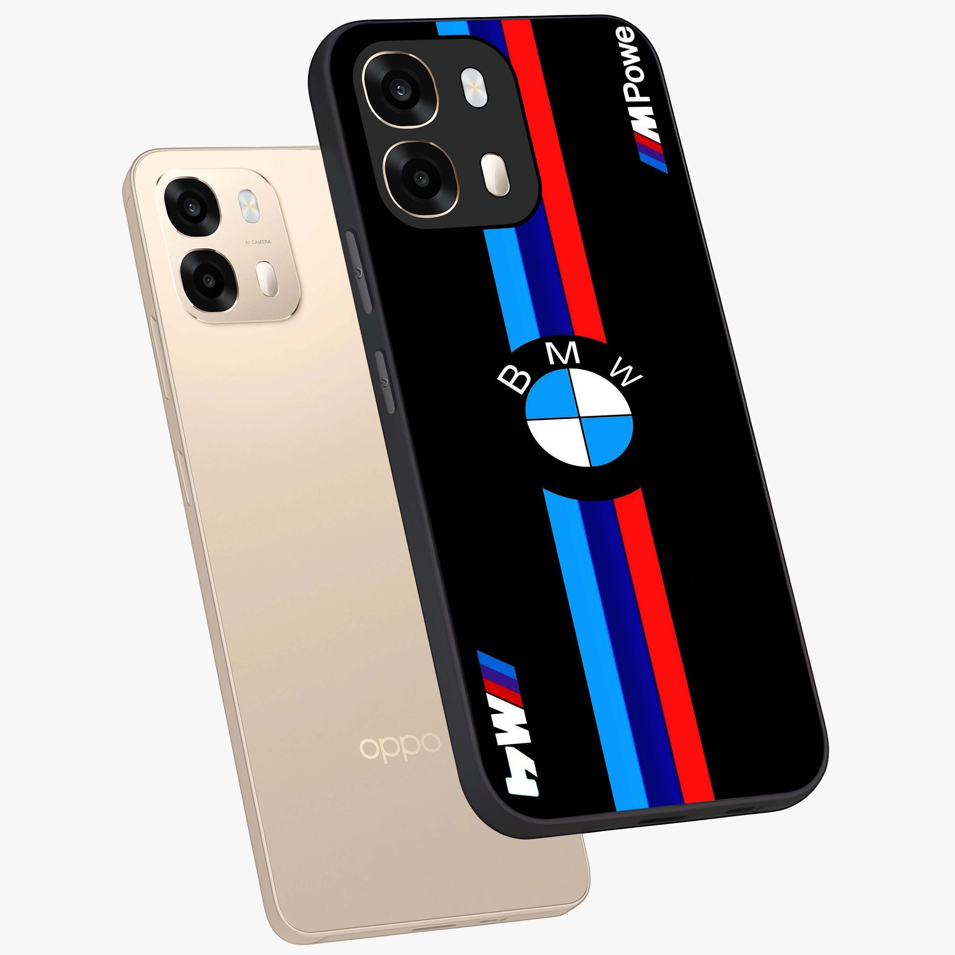 Turbo BMW Beast Glass Case displayed in angled mockup highlighting sleek racing car design with bold automotive aesthetic.