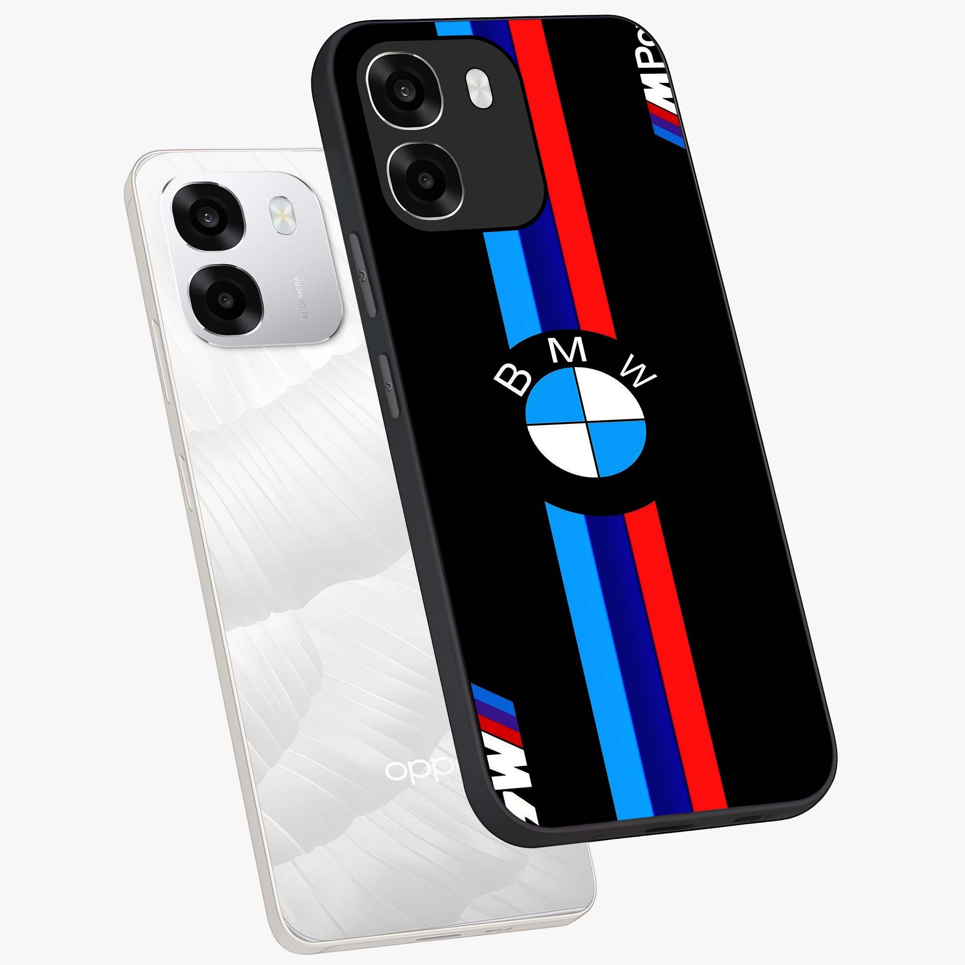 Turbo BMW Beast Glass Case displayed in angled mockup highlighting sleek racing car design with bold automotive aesthetic.