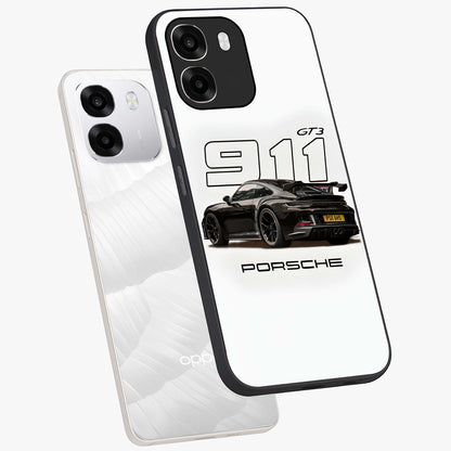 Turbo Legacy Icon Glass Case displayed in angled mockup highlighting dynamic automotive design with performance aesthetic.