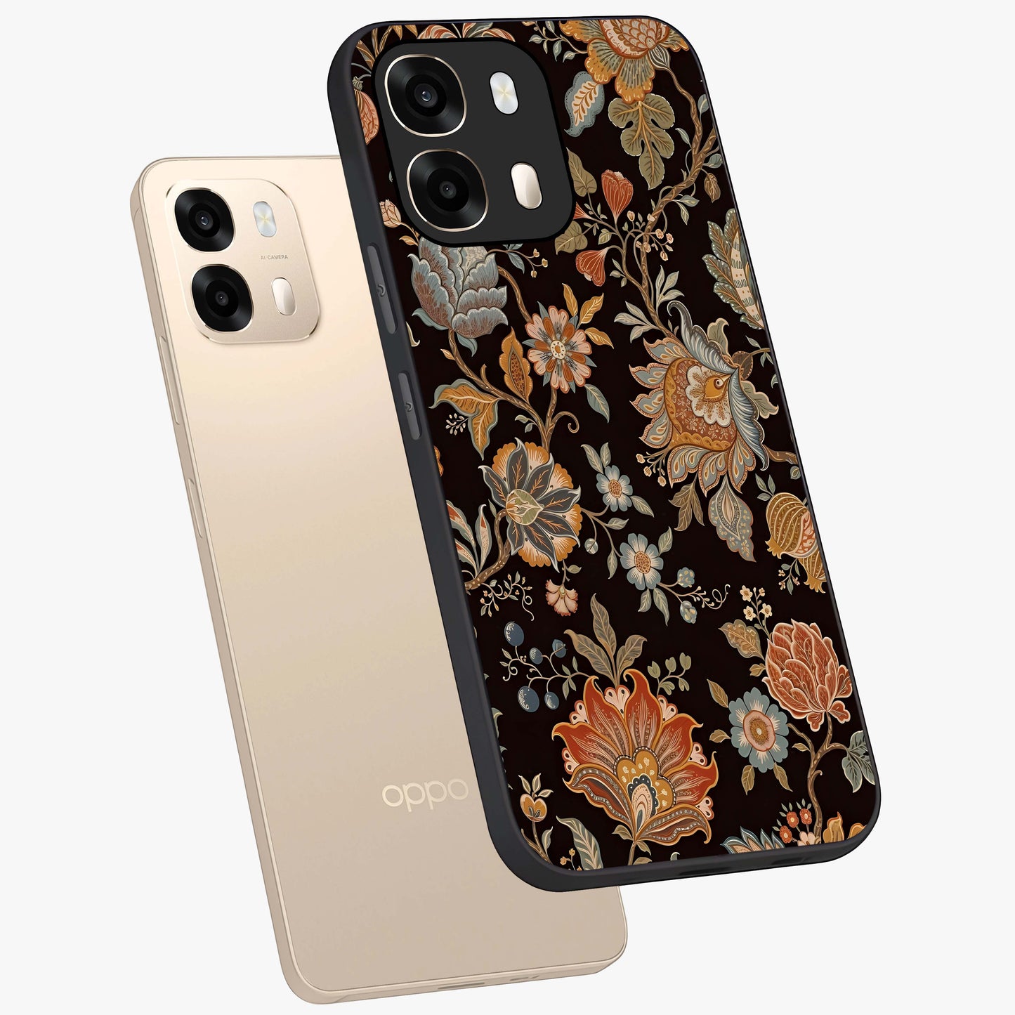 Vintage Floral Dream Glass Case displayed in angled mockup highlighting elegant vintage flower design with soft aesthetic style.