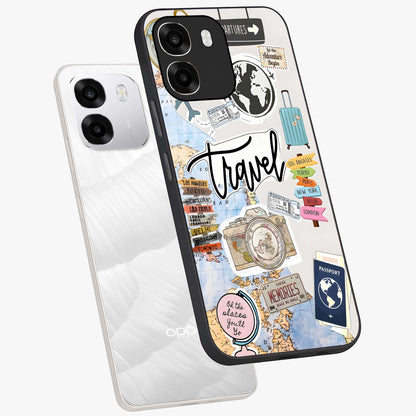 Wanderlust Journal Glass Case displayed in angled mockup highlighting adventure themed design with aesthetic travel vibe.