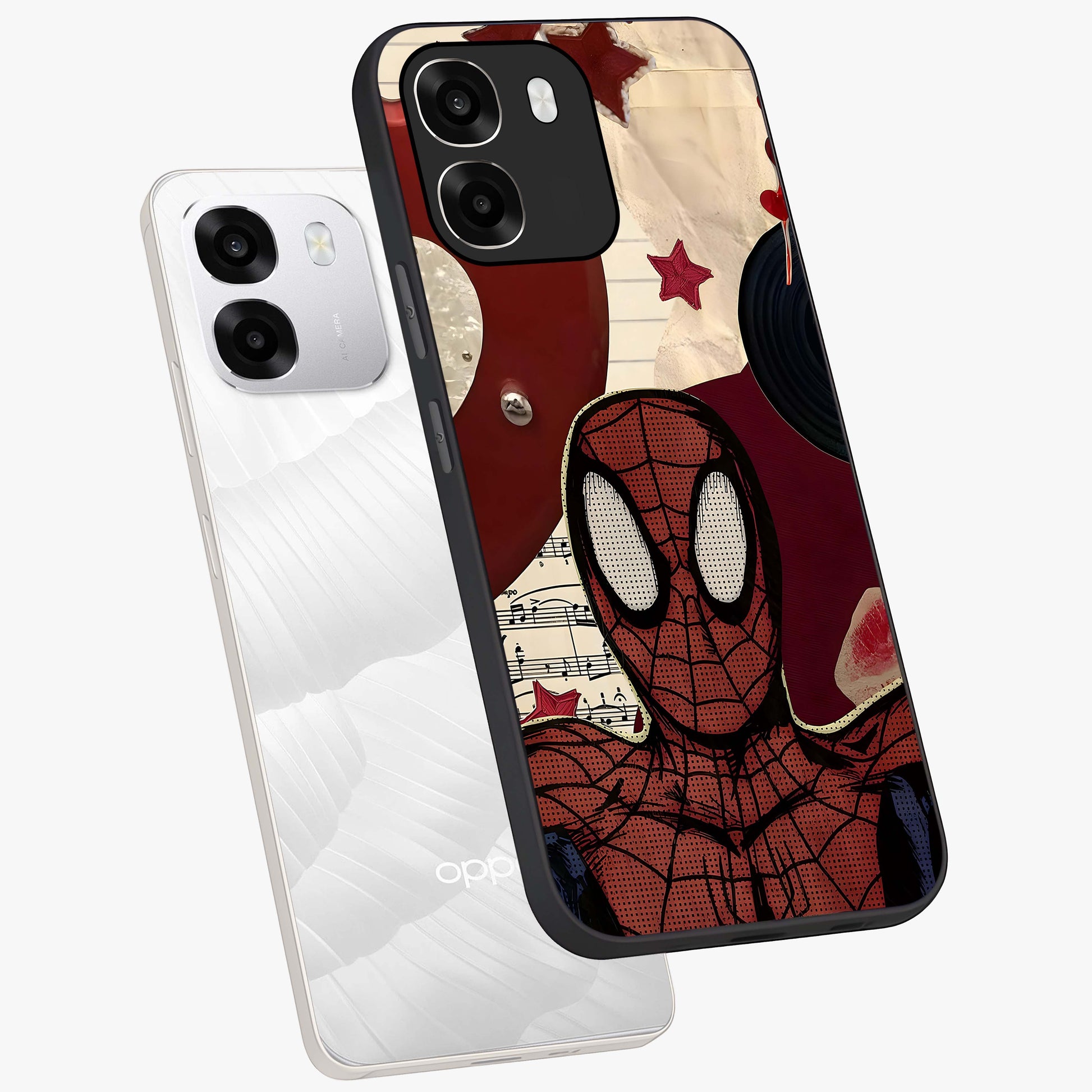 Web Warrior Vibes Glass Case displayed in angled mockup highlighting dynamic web design with comic style aesthetic.