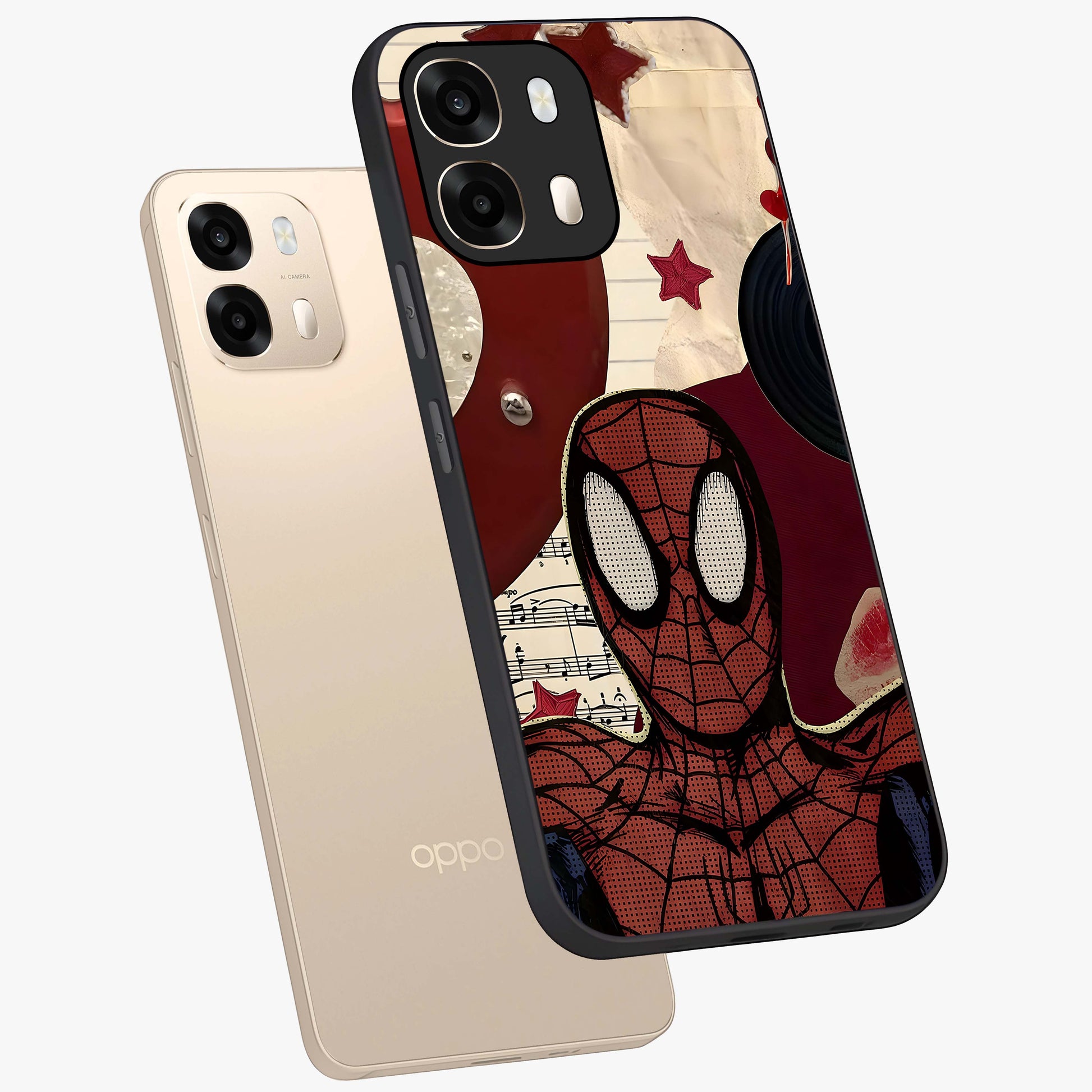 Web Warrior Vibes Glass Case displayed in angled mockup highlighting dynamic web design with comic style aesthetic.