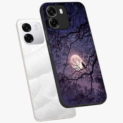 Whispering Moon Silence Glass Case displayed in angled mockup highlighting calm lunar design with dreamy night aesthetic.