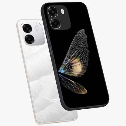 Whispers Of Wings Glass Case displayed in angled mockup highlighting soft feather design with celestial aesthetic style.