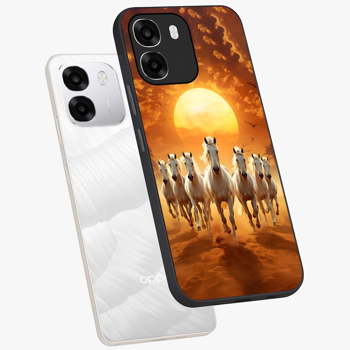 Wild Sunset Majesty Glass Case displayed in angled mockup highlighting vibrant sunset sky design with scenic aesthetic.