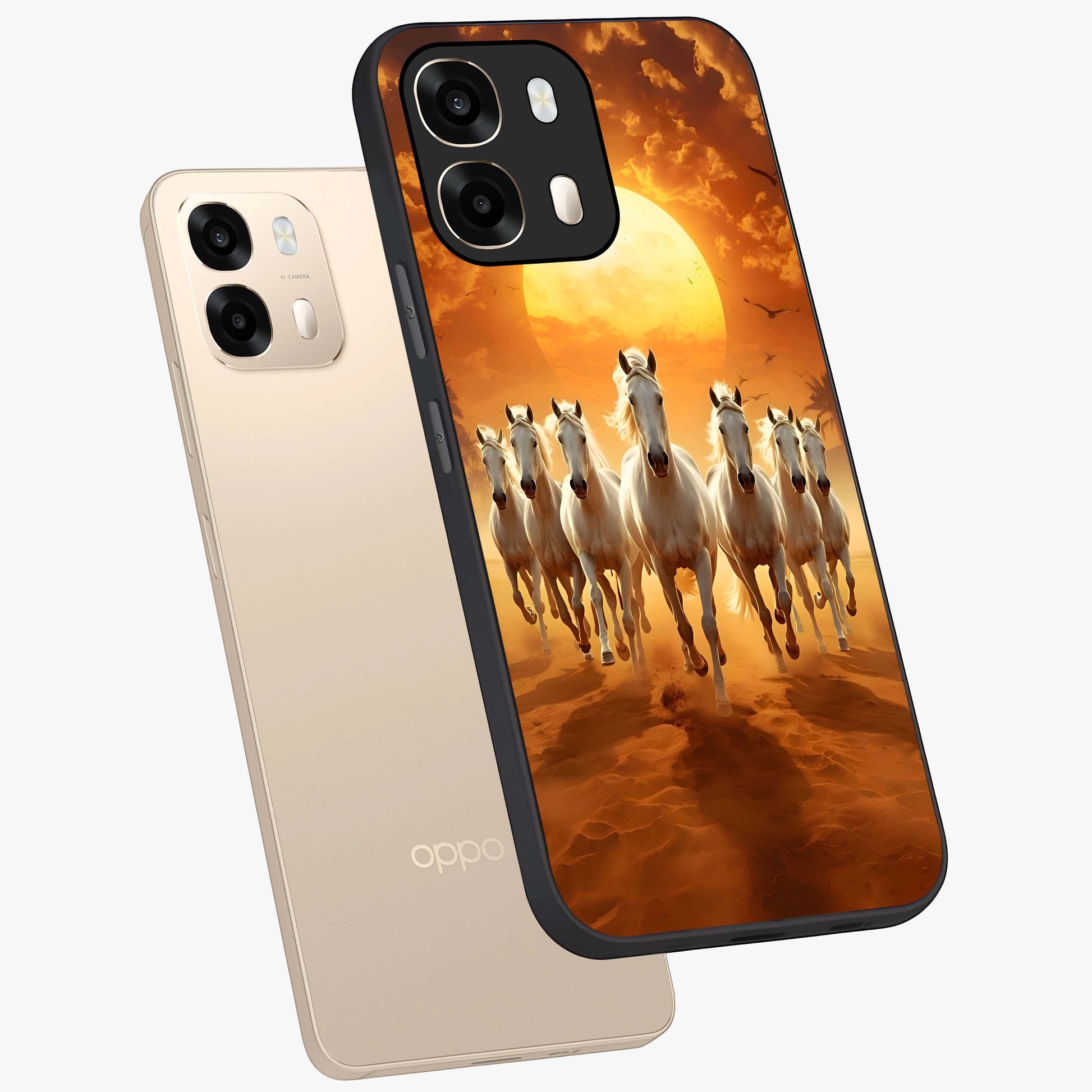 Wild Sunset Majesty Glass Case displayed in angled mockup highlighting vibrant sunset sky design with scenic aesthetic.