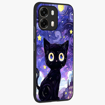 Abstract Cat Art Glass Case upright view showcasing creative feline illustration and aesthetic artistic style.