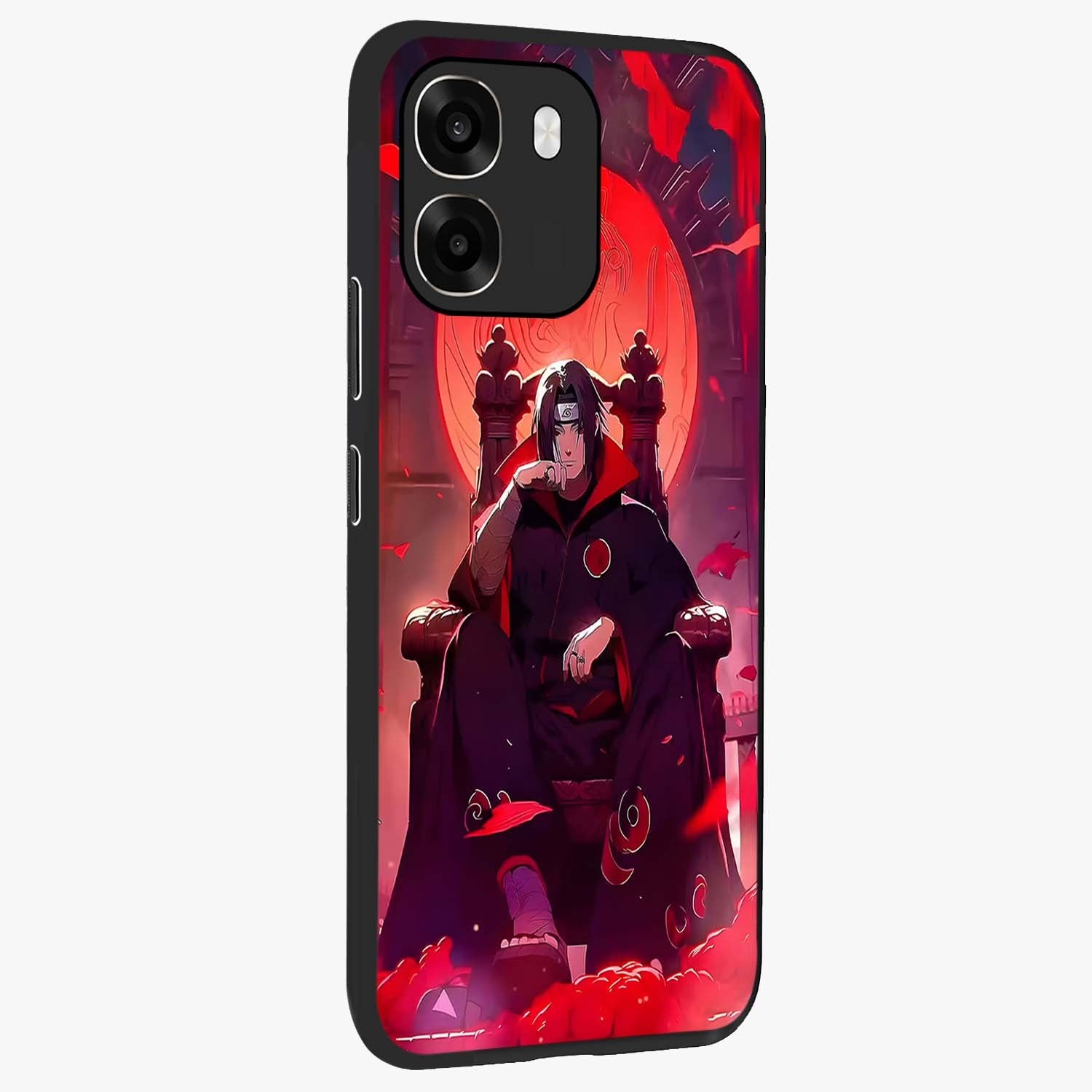 Blood Moon Sovereign Glass Case upright view showcasing powerful moon inspired artwork with cosmic aesthetic style.