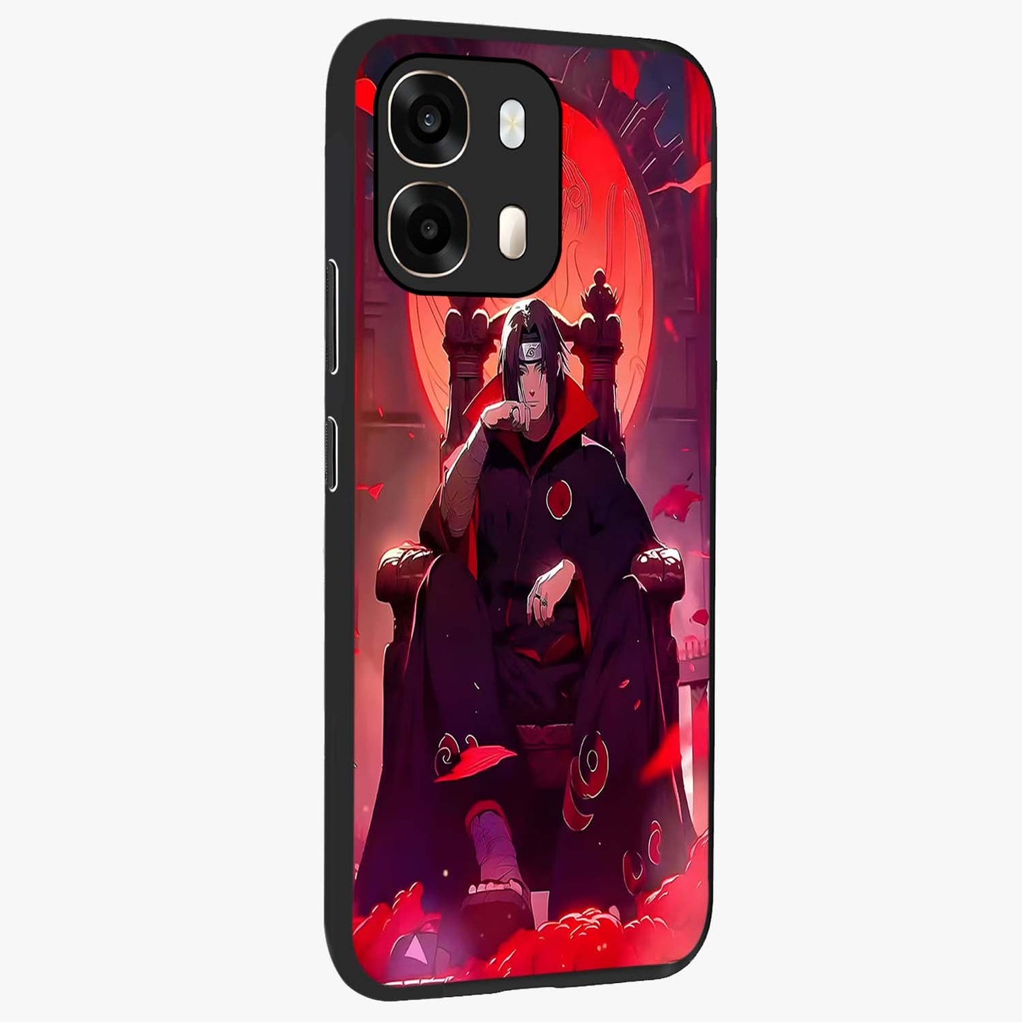 Blood Moon Sovereign Glass Case upright view showcasing powerful moon inspired artwork with cosmic aesthetic style.