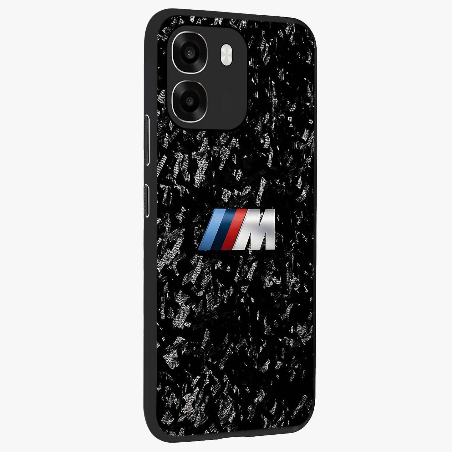 Carbon Speed Mark Glass Case upright view showcasing modern carbon speed graphic with bold automotive theme.