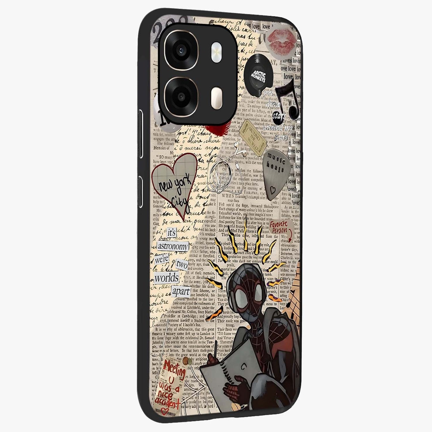 City Dream Sketch Glass Case upright view showcasing urban skyline artwork with stylish hand drawn design.