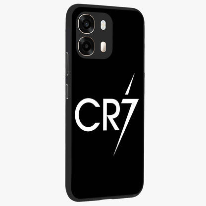 Cr7 Elite Strike Glass Case upright view showcasing energetic football inspired design with modern sports aesthetic.