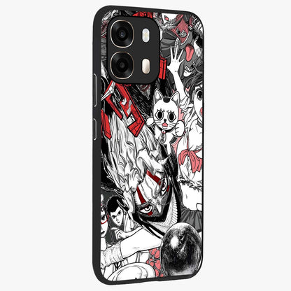 Crimson Chaos Panel Glass Case upright view showcasing intense crimson artwork with dramatic aesthetic style.