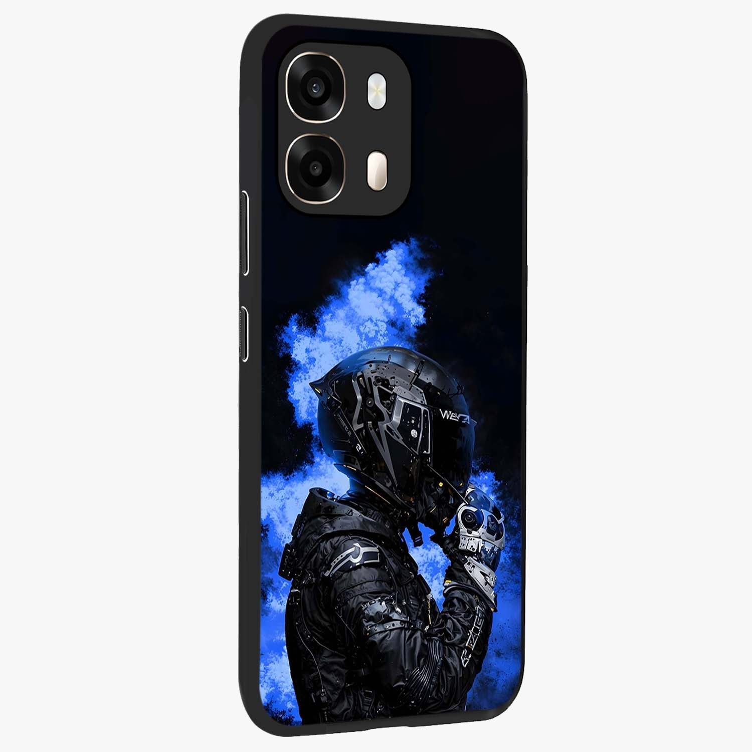 Cyber Sentinel Protocol Glass Case upright view showcasing advanced cyber sentinel artwork with futuristic tech theme.