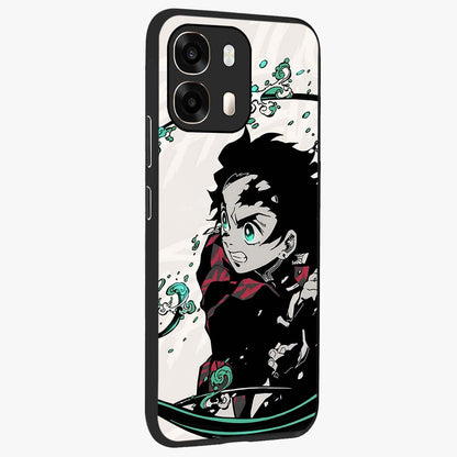 Demon Slayer Glass Case upright view showcasing powerful anime artwork with intense warrior theme.
