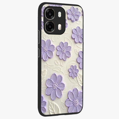 Floral Wall Art With Purple Flowers Glass Case upright view showcasing elegant purple flower artwork with decorative floral theme.