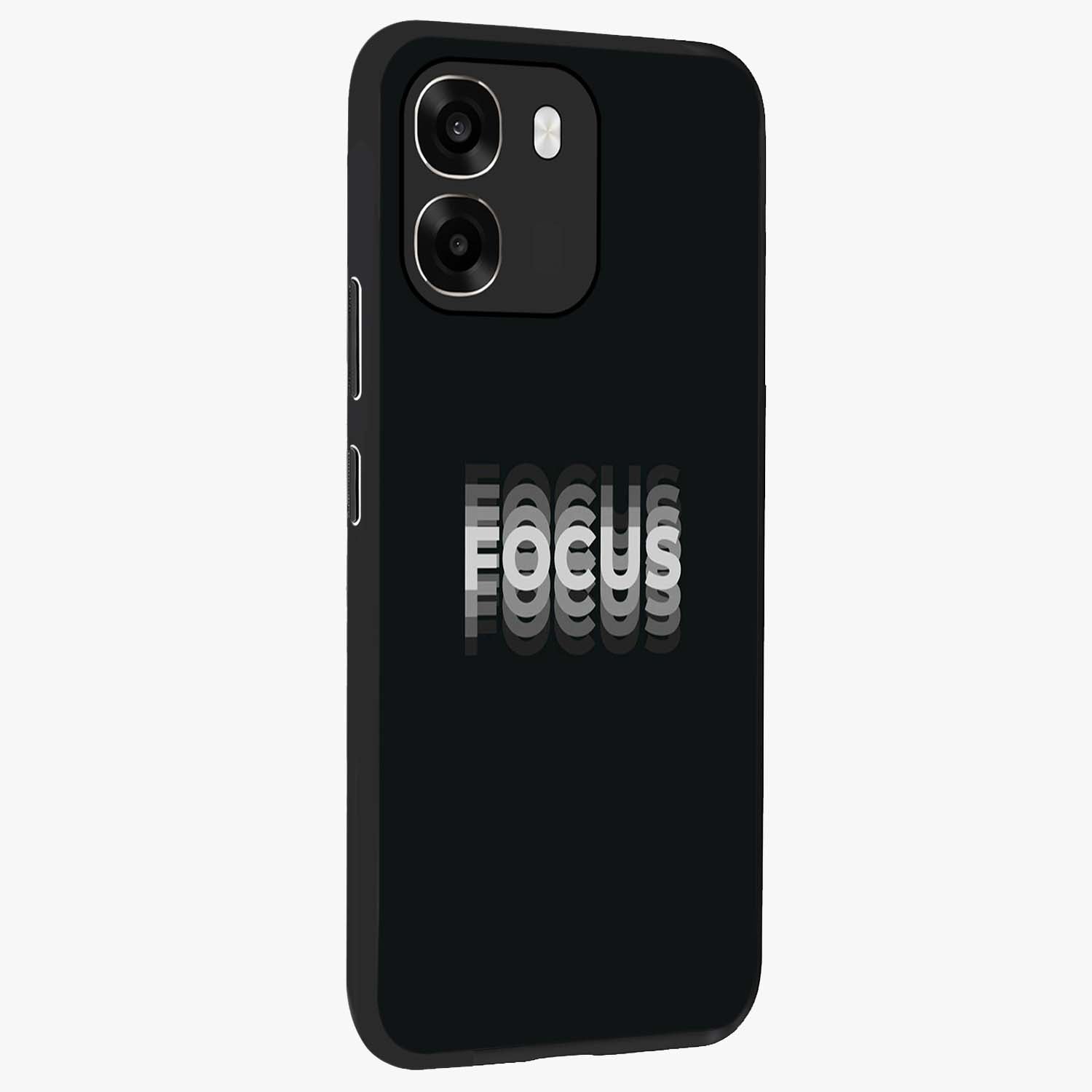 Focused Blade Discipline Glass Case upright view showcasing strong typography statement with sleek motivational theme.