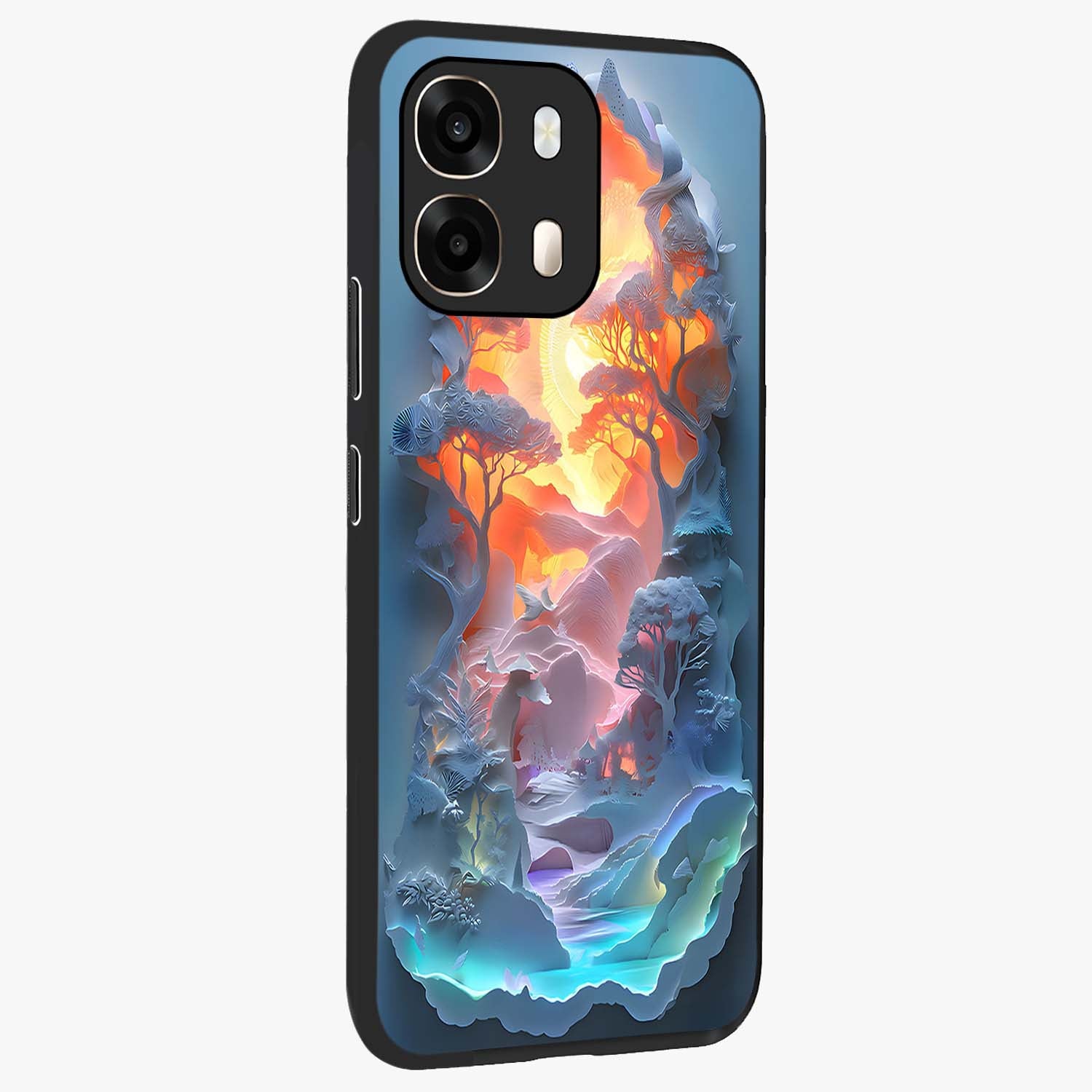 Glow Forest Portal Glass Case upright view showcasing enchanted forest portal artwork with fantasy nature theme.