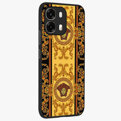 Golden Lotus Glow Glass Case upright view showcasing luminous lotus artwork with peaceful divine theme.
