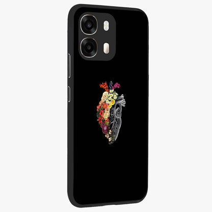 Heart With Flowers Glass Case upright view showcasing decorative heart and floral artwork with sweet romantic theme.