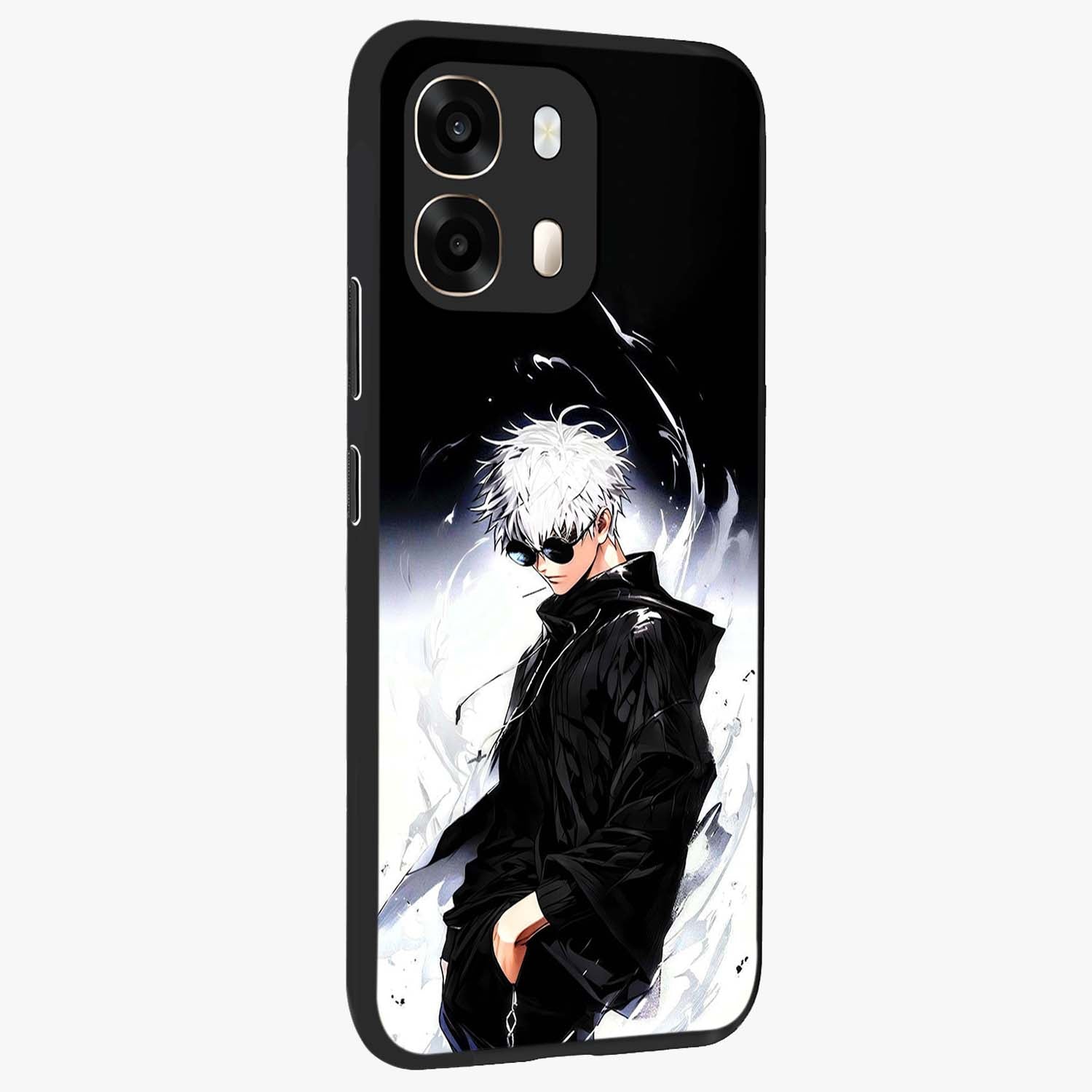 Limitless Shadow King Glass Case upright view showcasing bold shadow warrior artwork with epic fantasy theme.