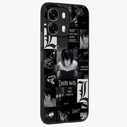 Midnight Chaos Mind Glass Case upright view showcasing expressive abstract artwork with bold dark theme.