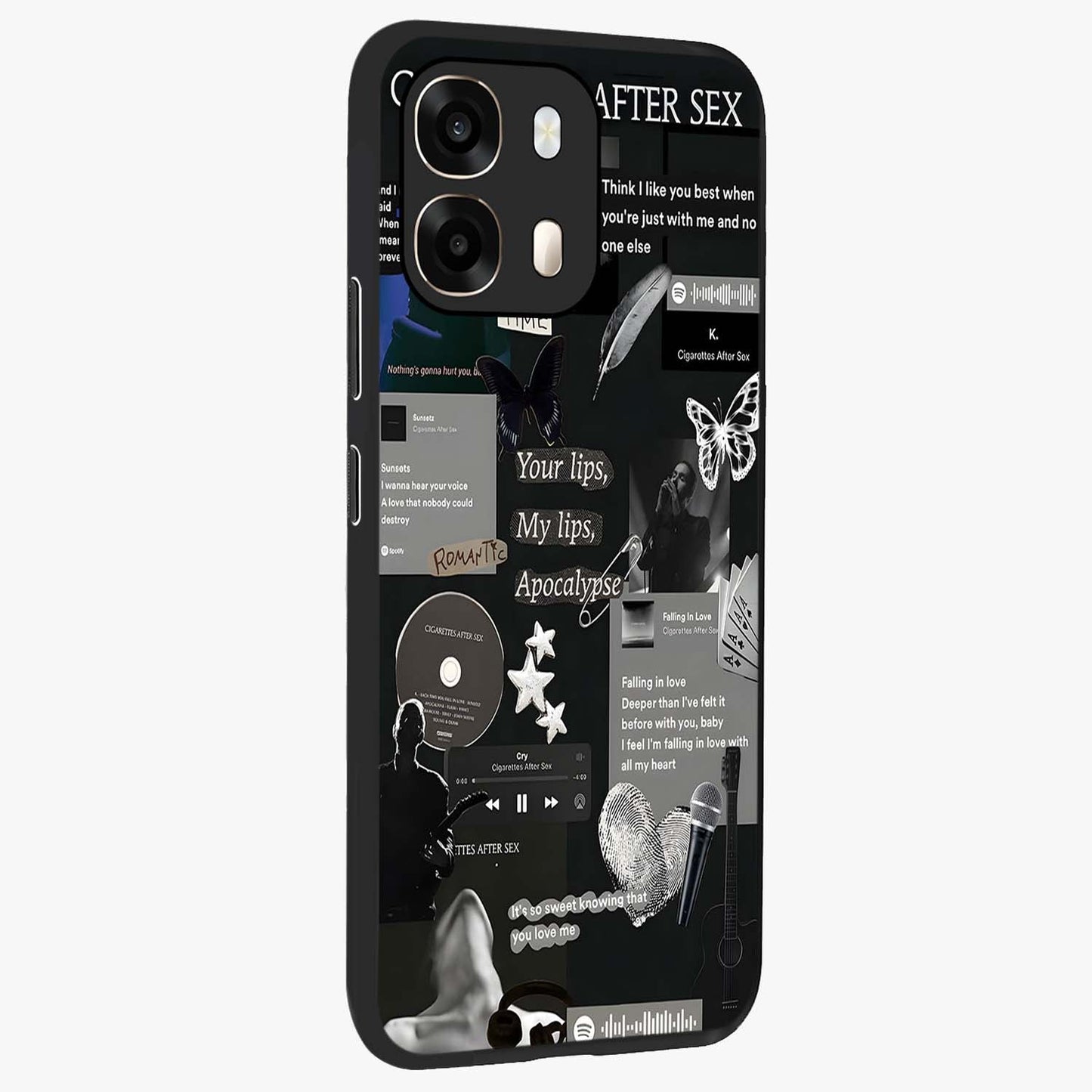 Midnight Love Echo Glass Case upright view showcasing expressive romantic artwork with dreamy midnight theme.