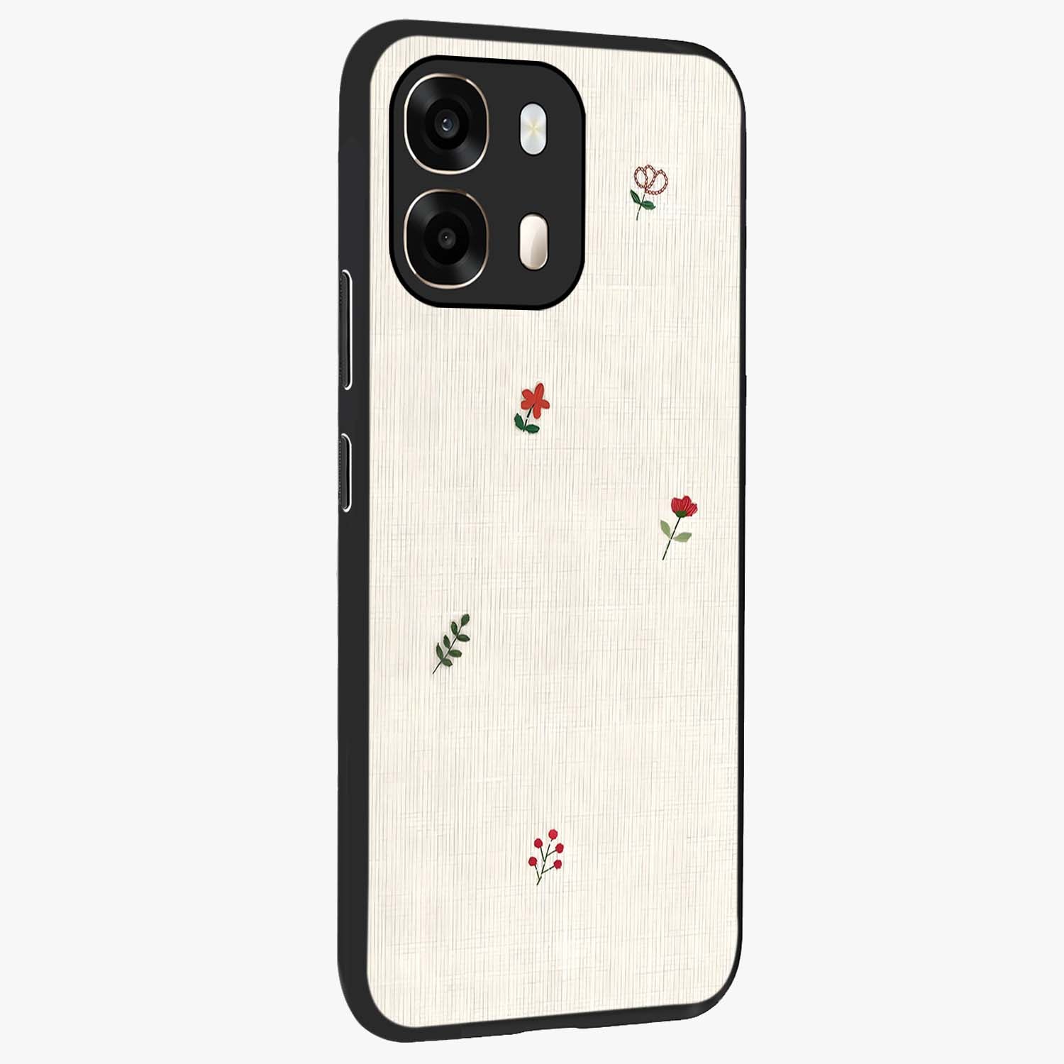 Minimalistic Blue With White Flower Pattern Glass Case upright view showcasing clean white flower artwork with calming blue theme.