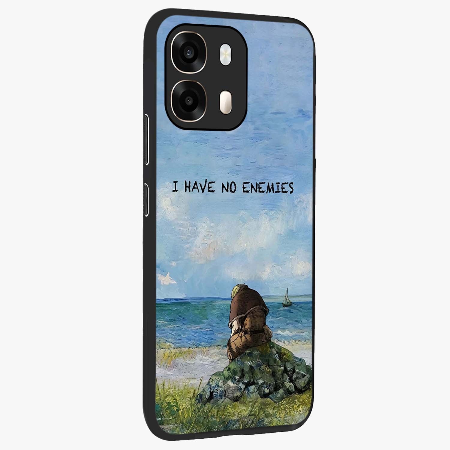 Peace Beyond War Glass Case upright view showcasing powerful peace symbol artwork with inspirational theme.