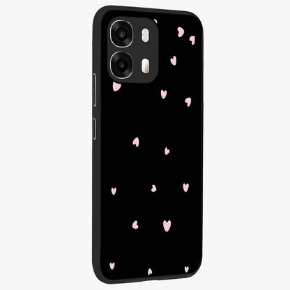 Pink Love Drops Glass Case upright view showcasing charming heart drop artwork with romantic playful theme.