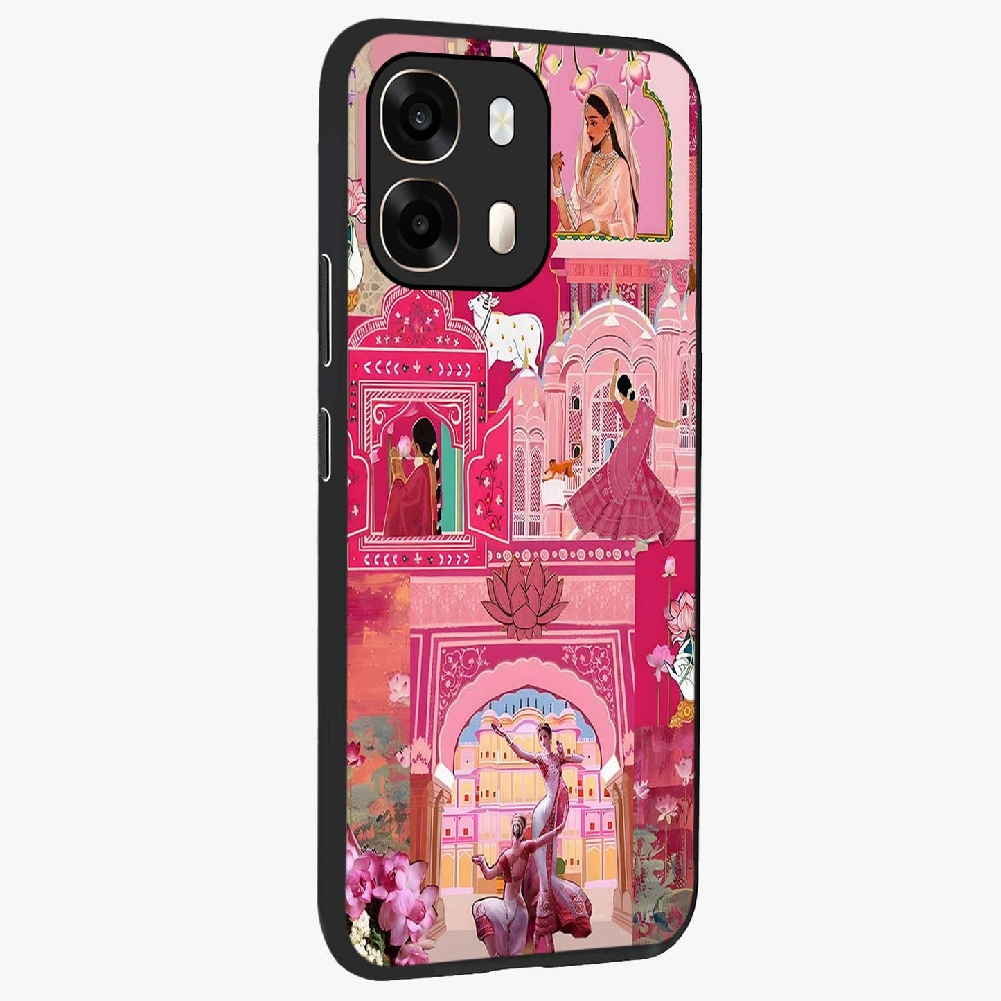 Pink Palace Muse Glass Case upright view showcasing artistic palace artwork with graceful royal theme.