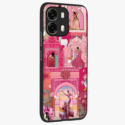 Pink Palace Muse Glass Case upright view showcasing artistic palace artwork with graceful royal theme.