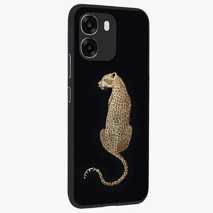 Regal Leopard Glass Case upright view showcasing striking leopard artwork with fierce wildlife theme.