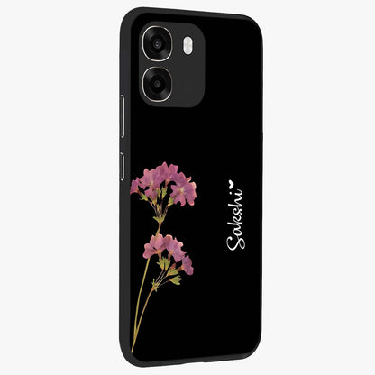 Riching Lavender Flower Custom Name Glass Case upright view showcasing elegant lavender floral artwork with personalized aesthetic.