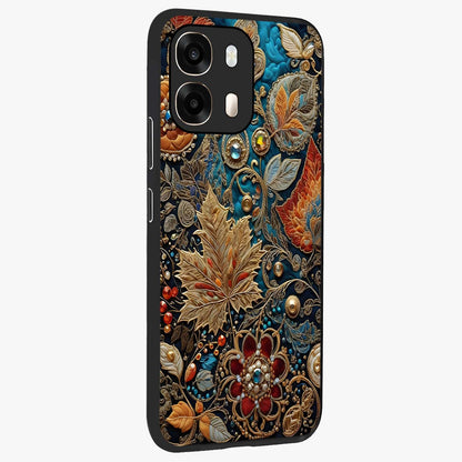 Royal Jewel Garden Glass Case upright view showcasing rich floral artwork with luxurious garden theme.