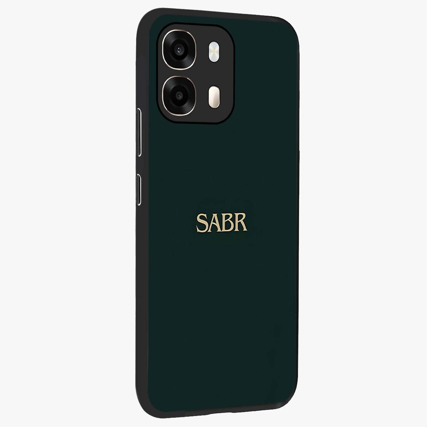 Sabr Minimal Patience Glass Case upright view showcasing calm minimalist artwork with motivational patience theme.