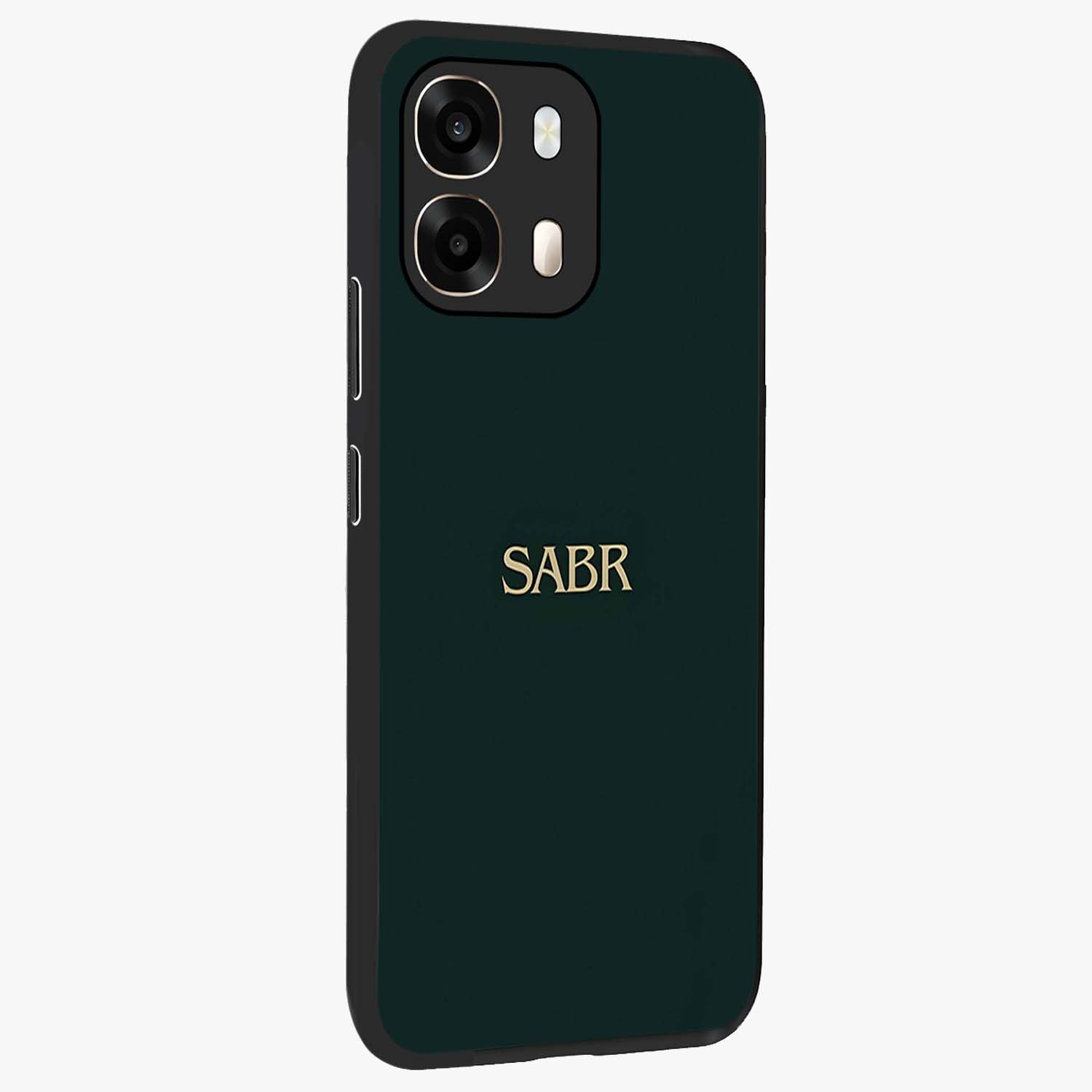 Sabr Minimal Patience Glass Case upright view showcasing calm minimalist artwork with motivational patience theme.