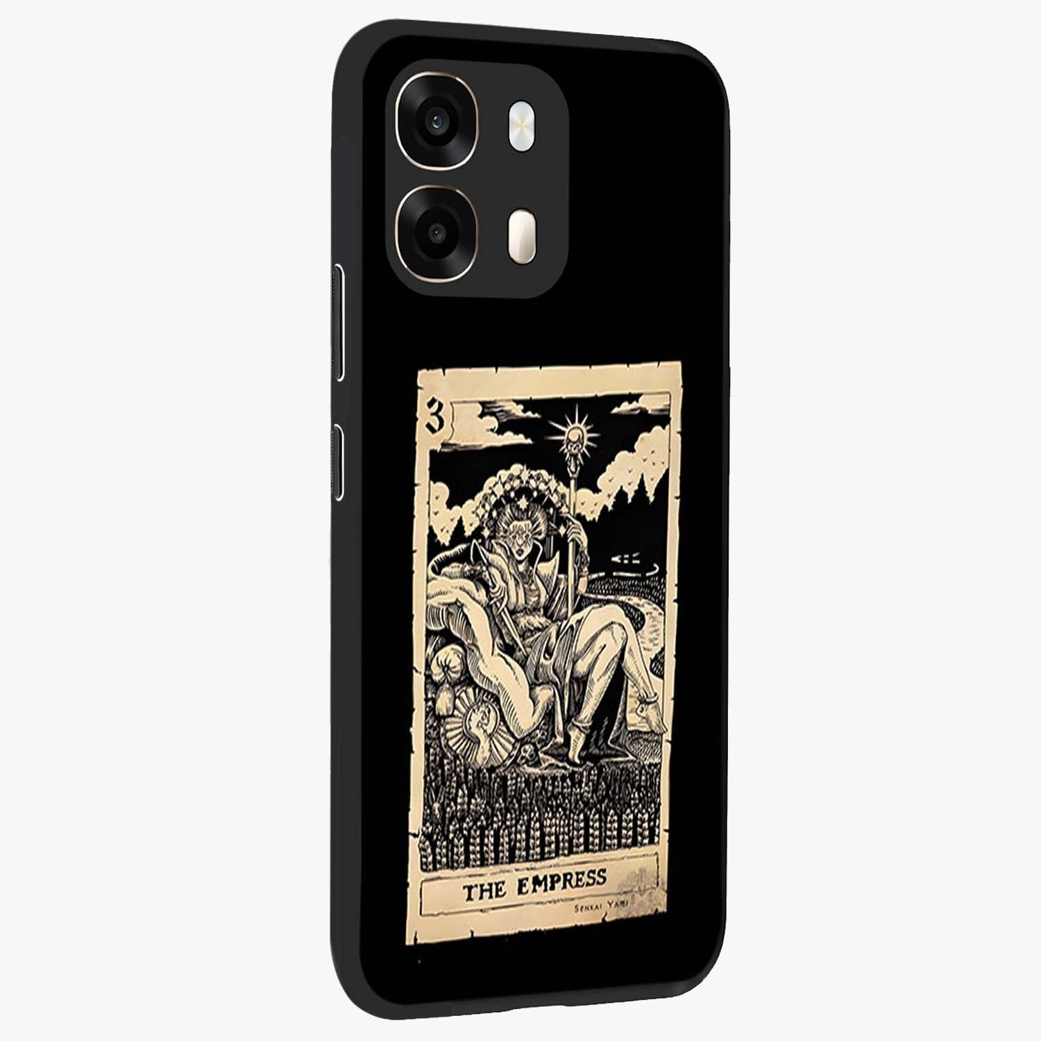 The Empress Glass Case upright view showcasing powerful empress themed artwork with luxurious artistic theme.