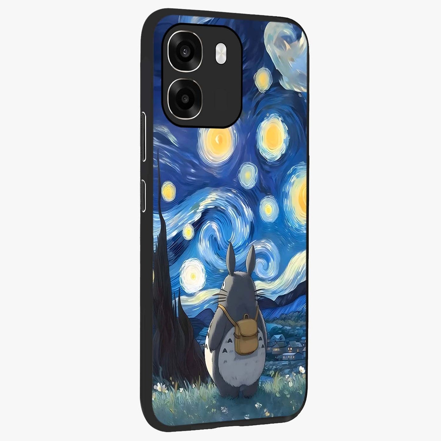 Totoro In Van Gogh Art Glass Case upright view showcasing creative character artwork with painterly artistic theme.