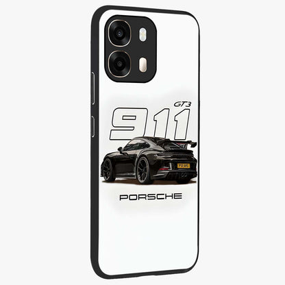 Turbo Legacy Icon Glass Case upright view showcasing bold racing inspired artwork with classic car theme.