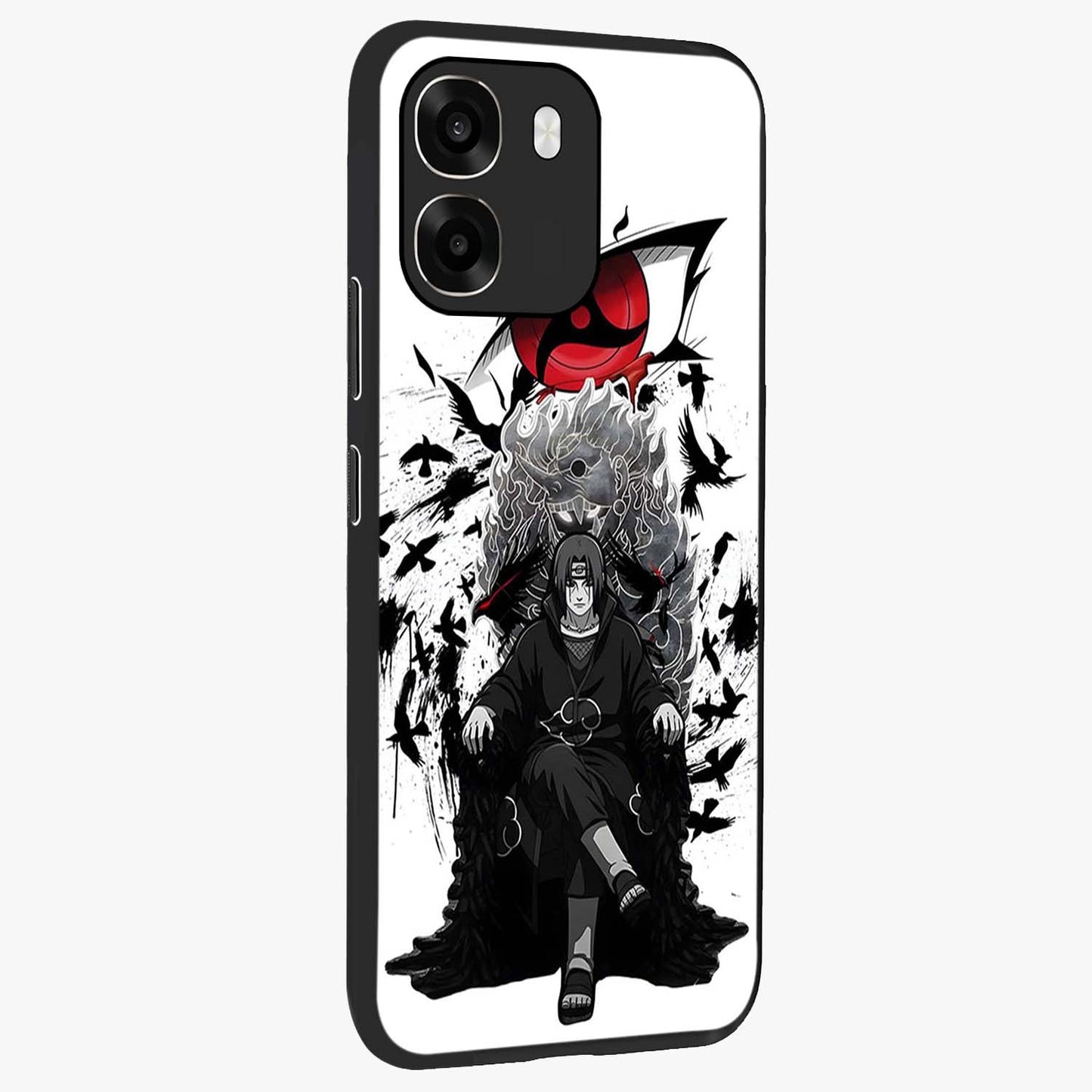 Uchiha Shadow Throne Glass Case upright view showcasing magical underwater galaxy artwork with vibrant cosmic theme.