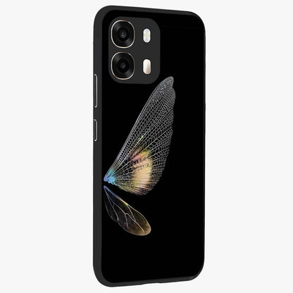 Whispers Of Wings Glass Case upright view showcasing elegant wing artwork with light airy theme.