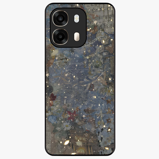 Aesthetic Astrolophia Glass Case showing flat back view with dreamy aesthetic design and glossy glass finish.
