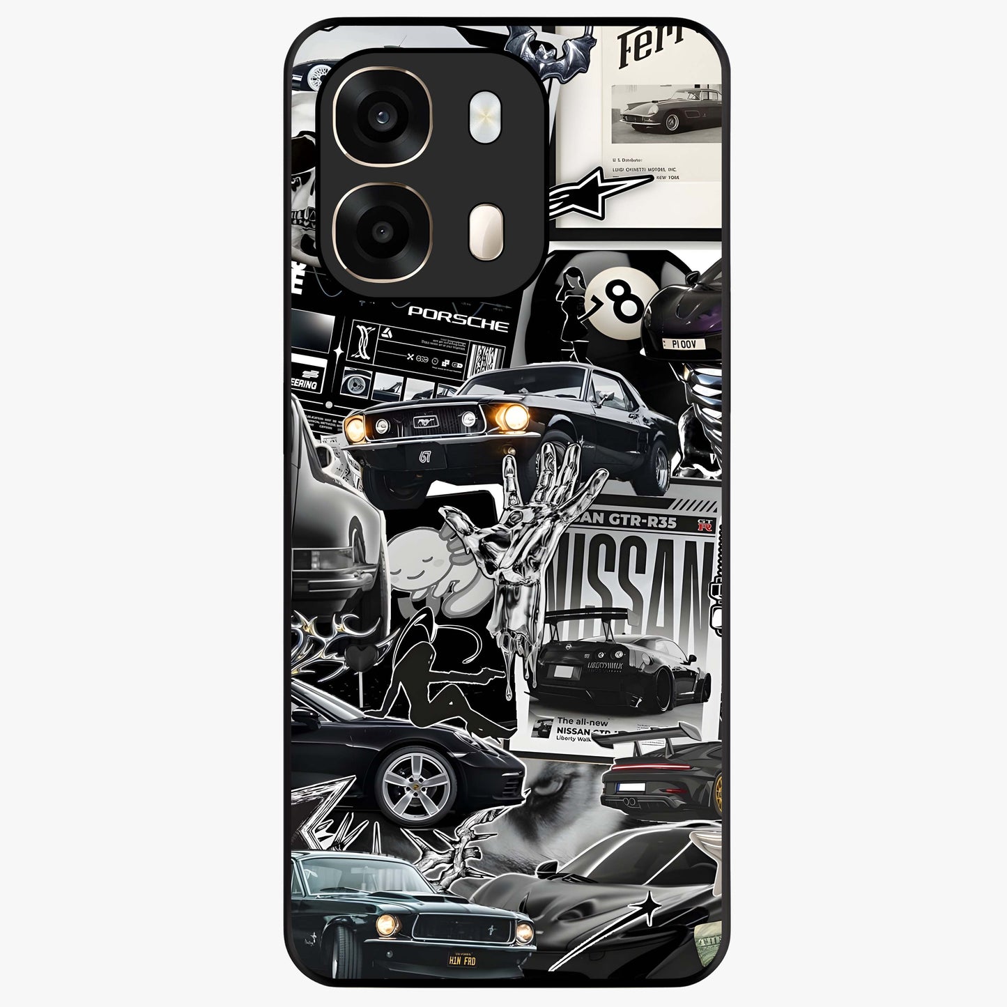 Aesthetic Dark Love Glass Case showing flat back view with dark romantic artwork and glossy glass finish.